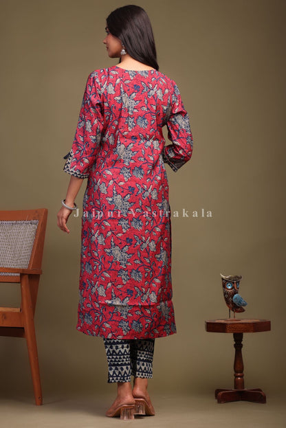 cotton printed kurti pant set