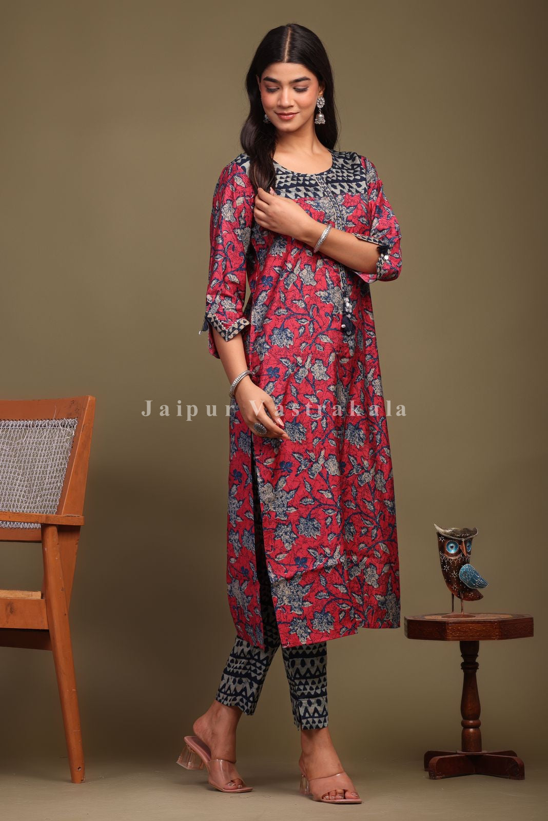 cotton printed kurti pant set