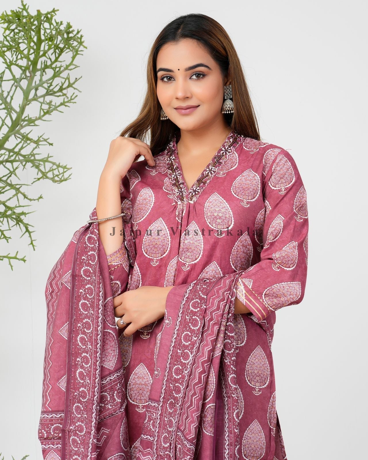 hand block printed kurta set with dupatta