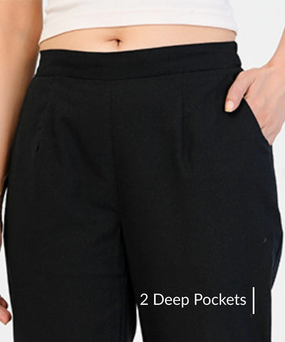 Black Cotton Narrow Pant