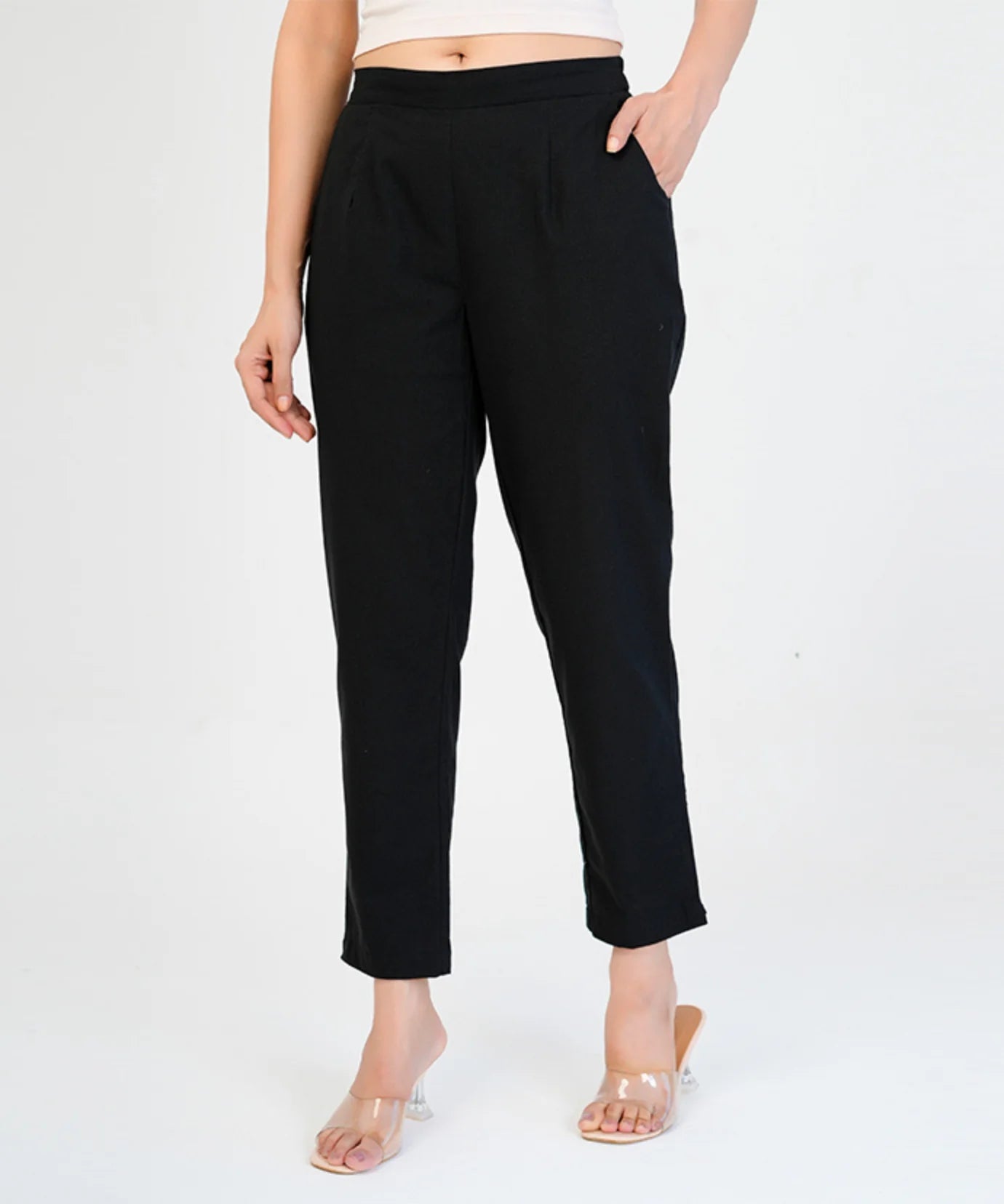 Black Cotton Narrow Pant