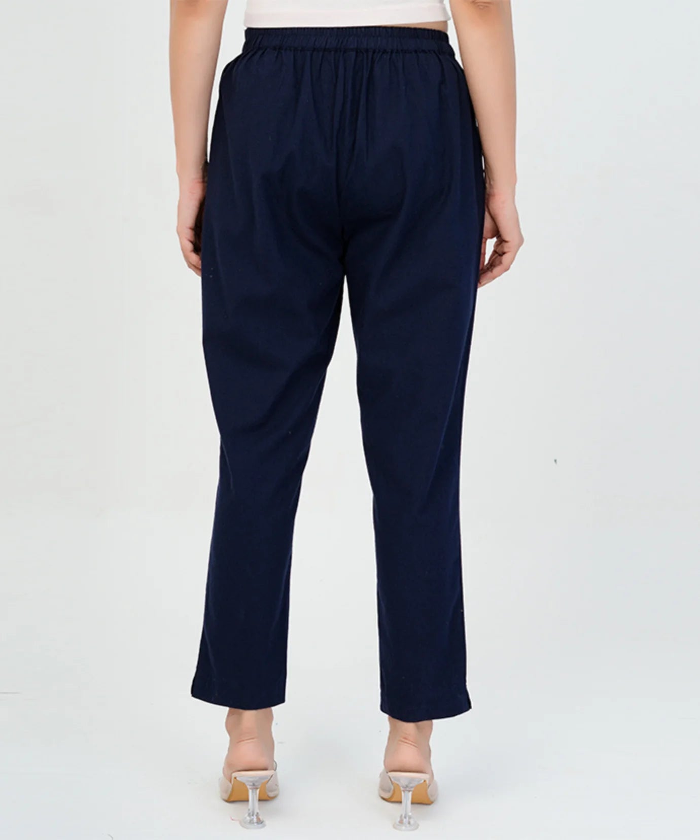 Blue Cotton Narrow Pant