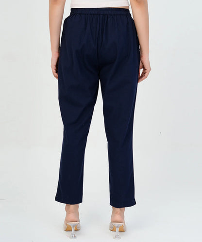 Blue Cotton Narrow Pant