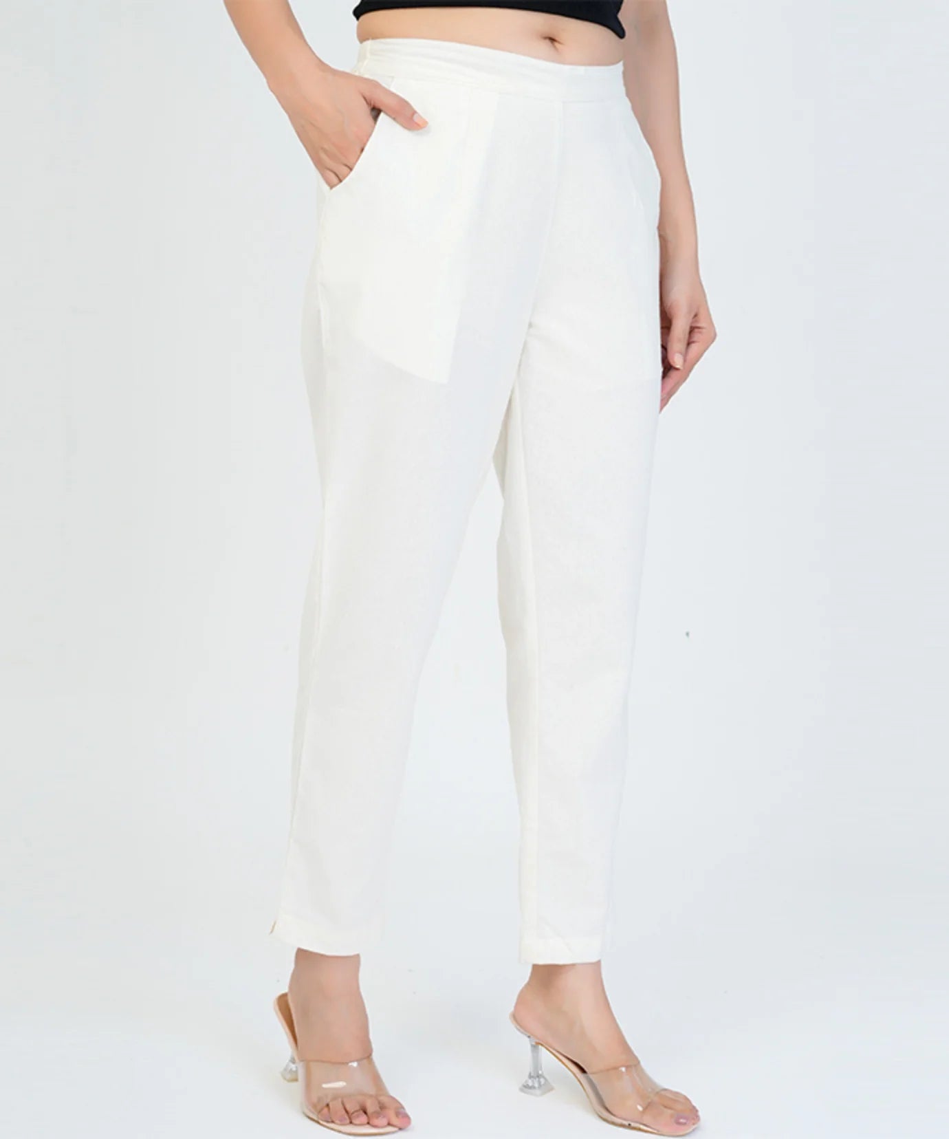 White Cotton Narrow Pant