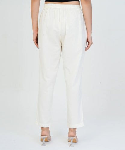 White Cotton Narrow Pant
