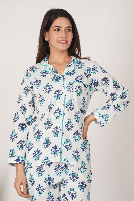 Ocean Fern Leaf Night Wear Set