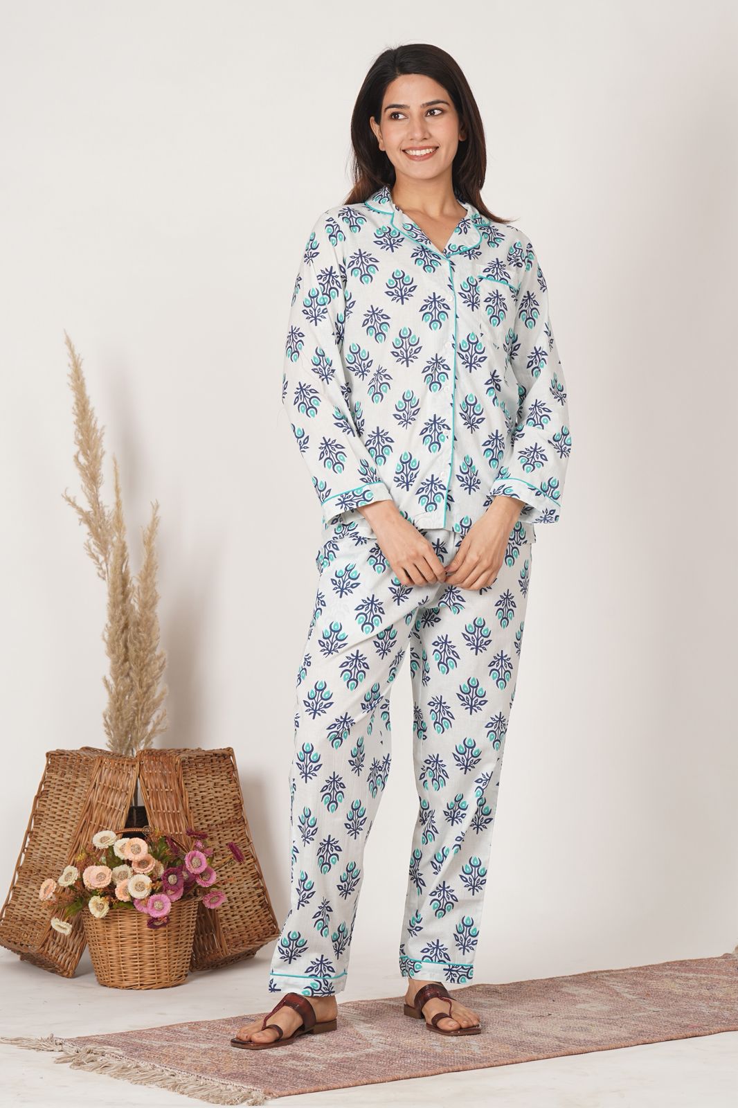 Ocean Fern Leaf Night Wear Set