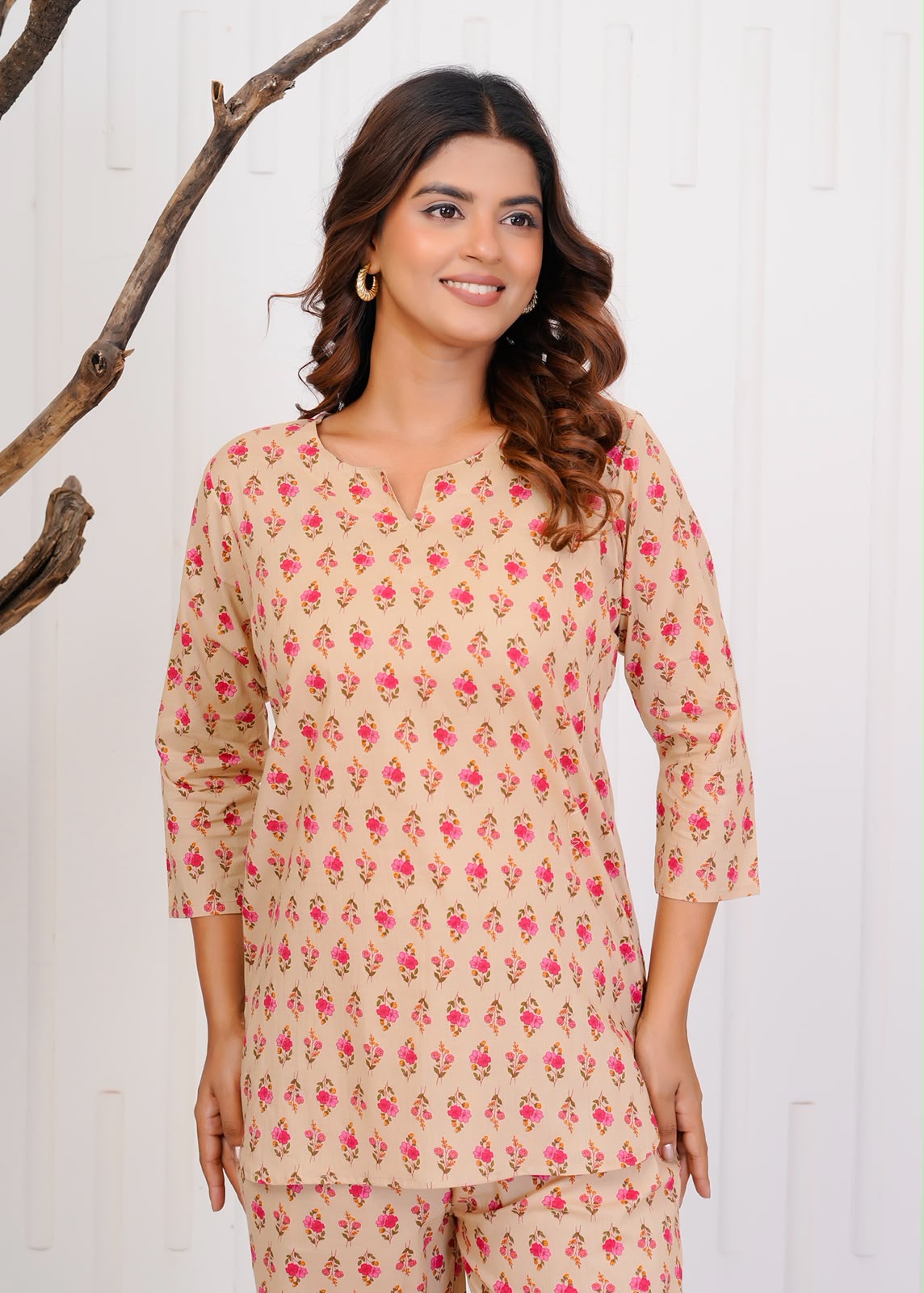 Beige Booti Night Wear Set