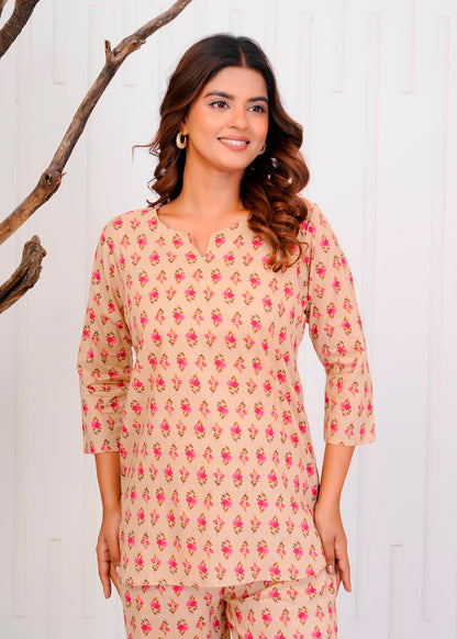 Beige Booti Night Wear Set