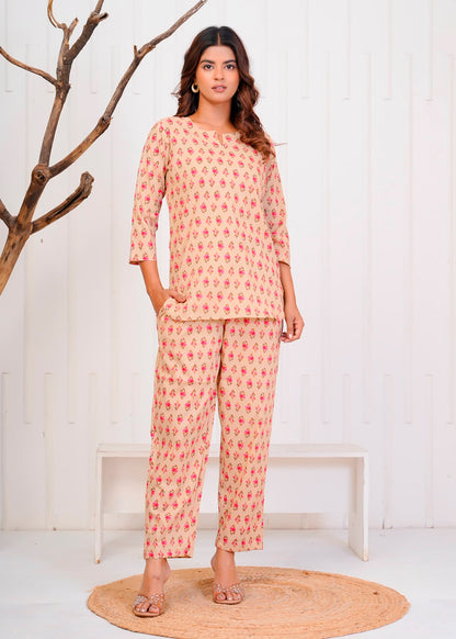 Beige Booti Night Wear Set