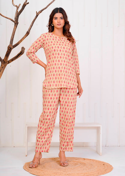 Beige Booti Night Wear Set