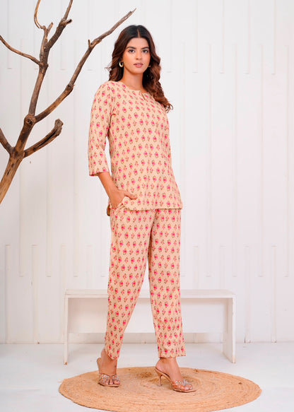 Beige Booti Night Wear Set