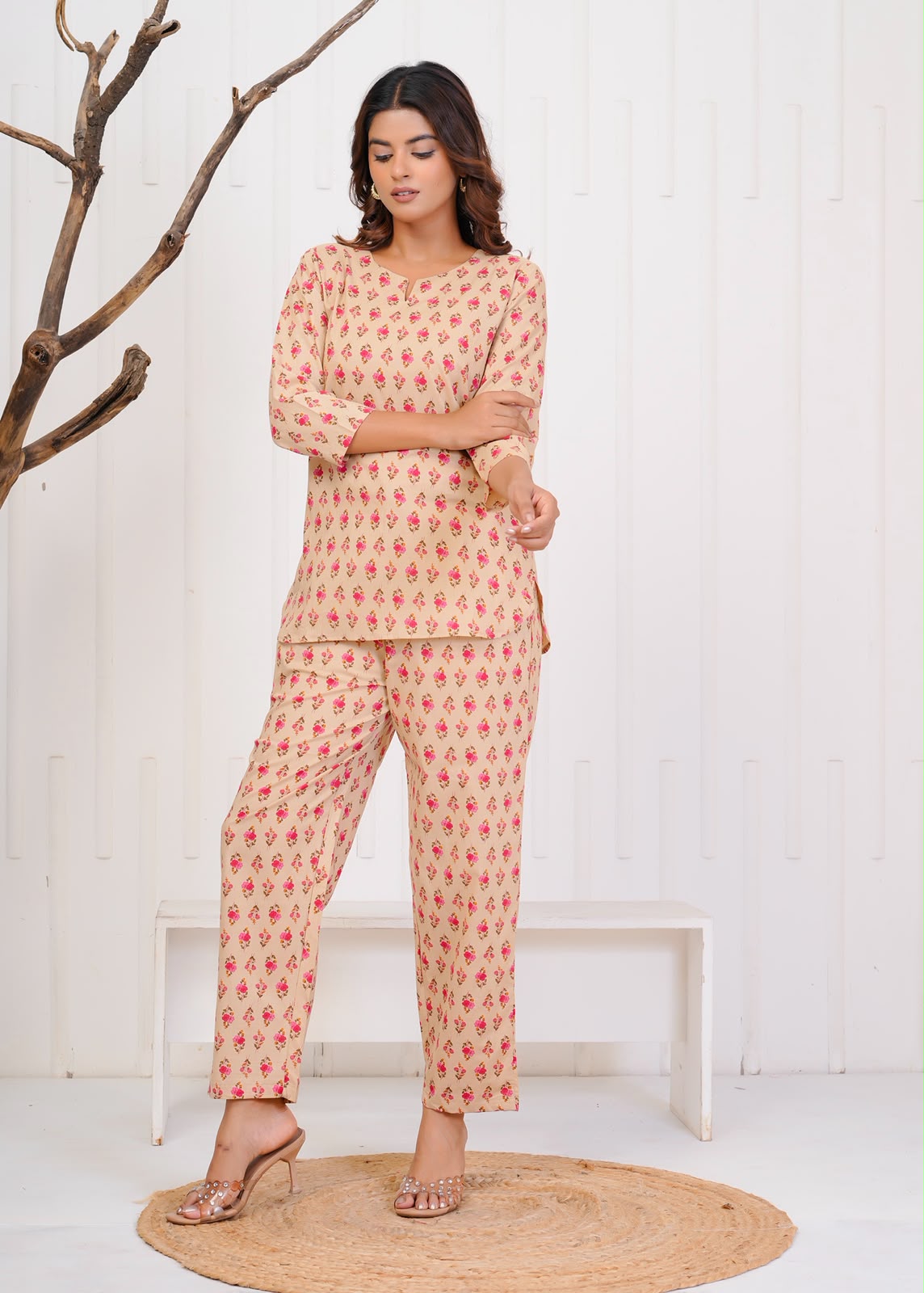 Beige Booti Night Wear Set
