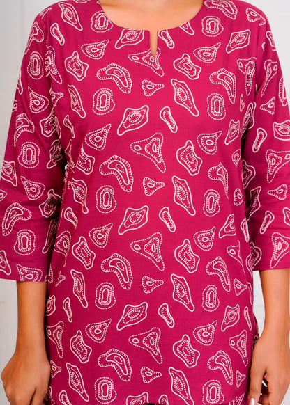 Maroon Shells Night Wear Set