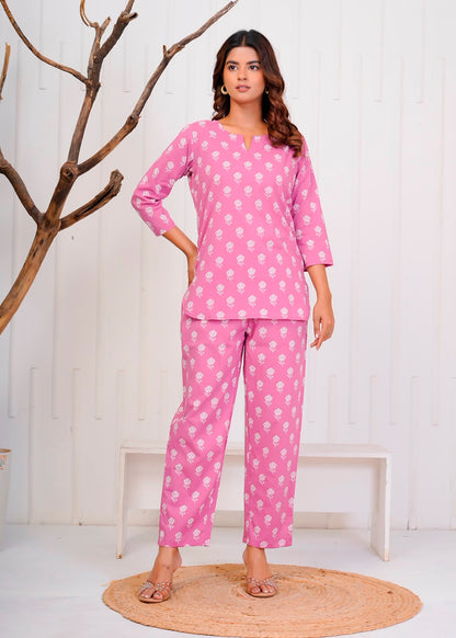 Mauve Buds Night Wear Set