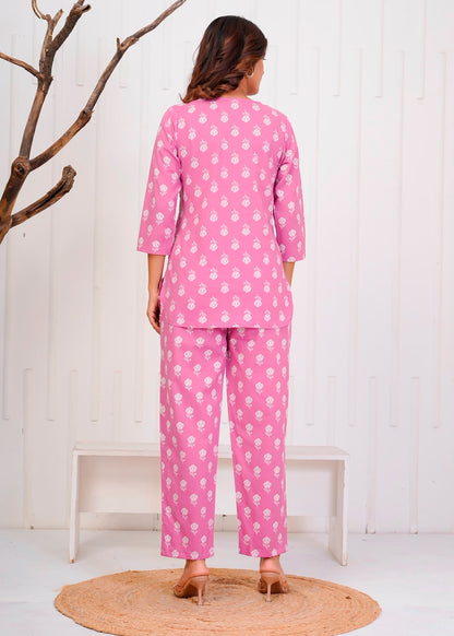 Mauve Buds Night Wear Set