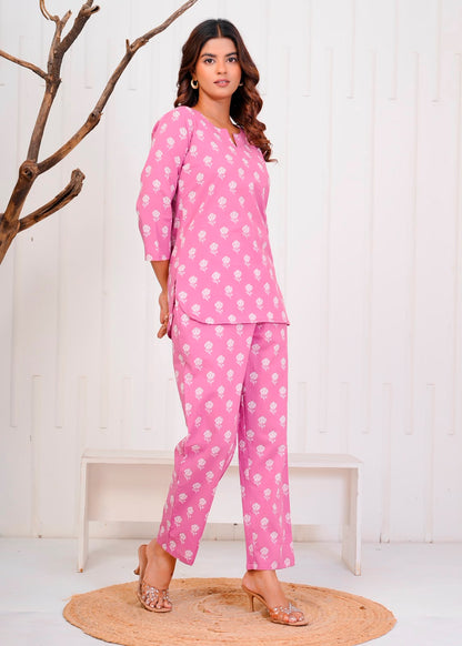 Mauve Buds Night Wear Set