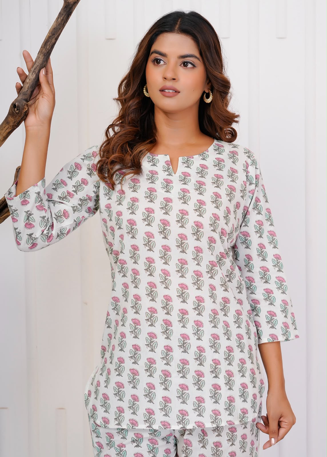 White Petals Night Wear Set