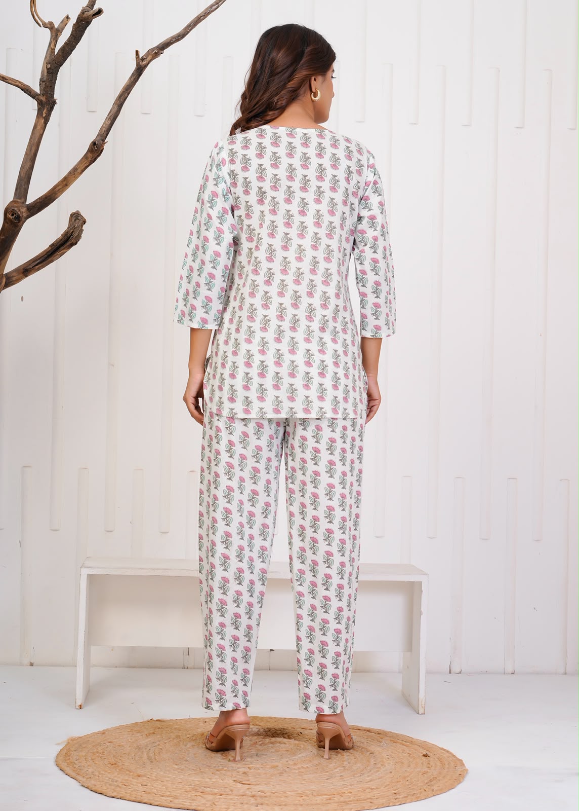 White Petals Night Wear Set