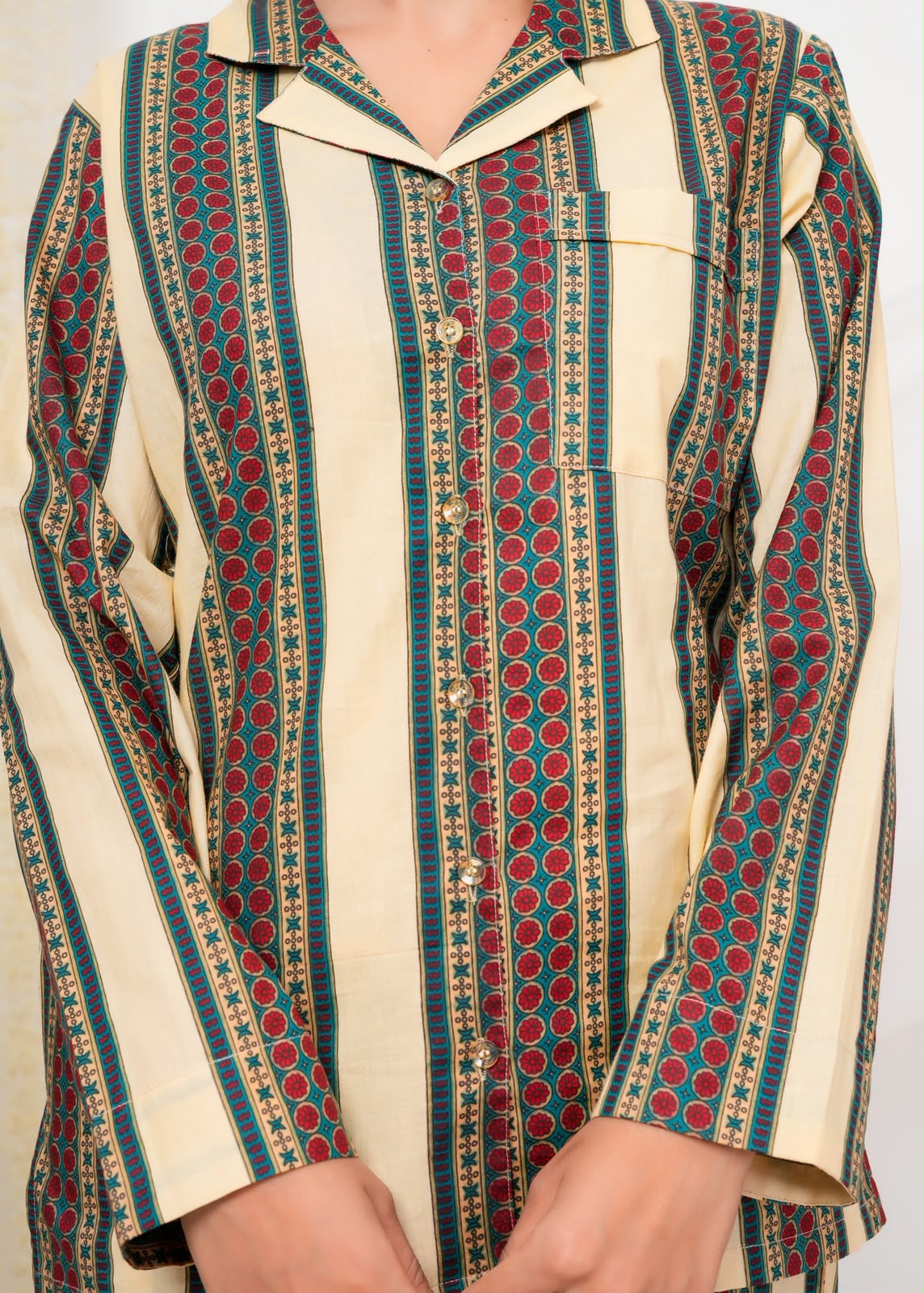 Cotton Printed Collar Night Suit
