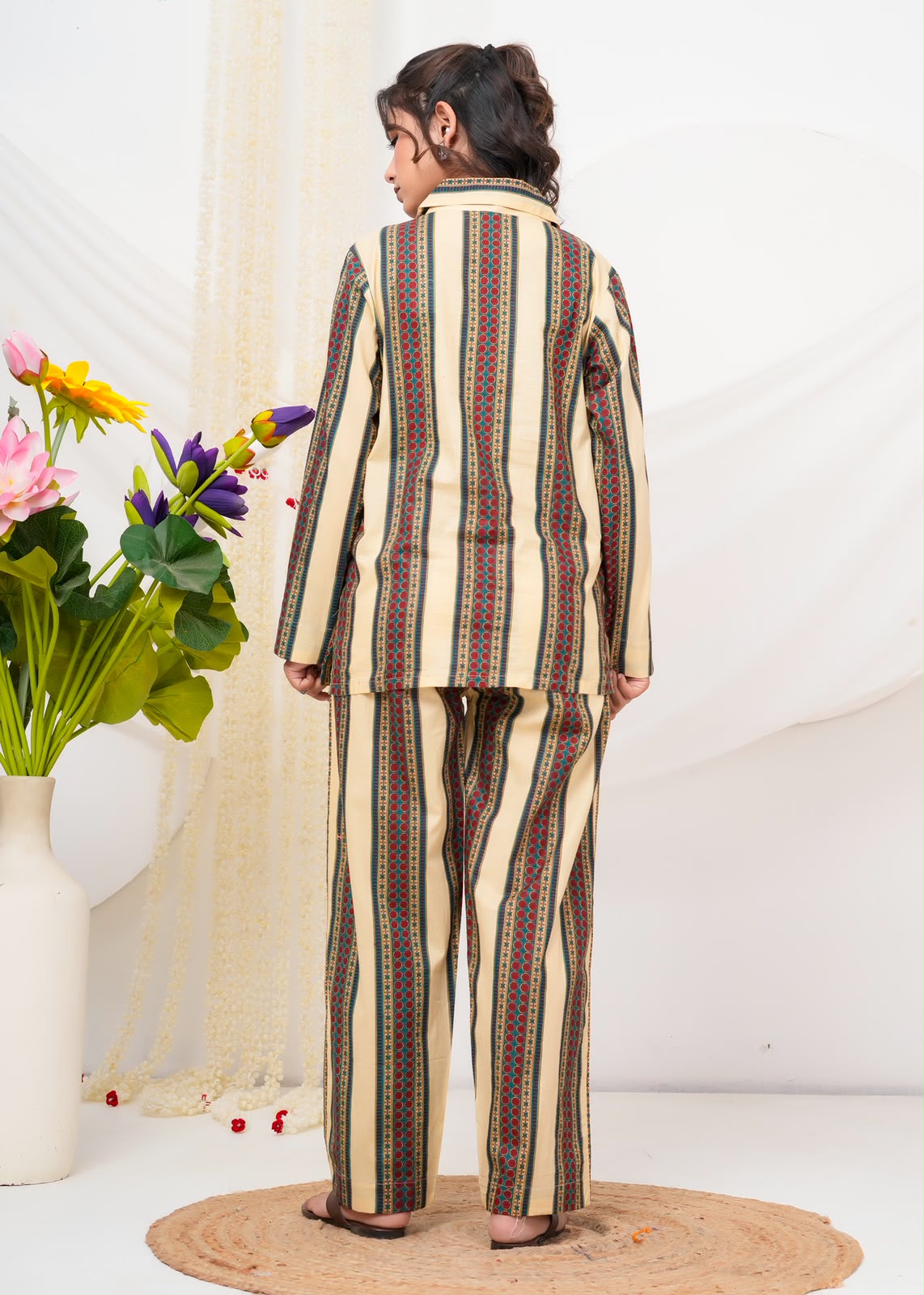 Cotton Printed Collar Night Suit