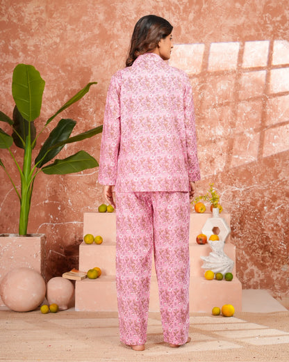 Cotton Printed Collar Night Suit