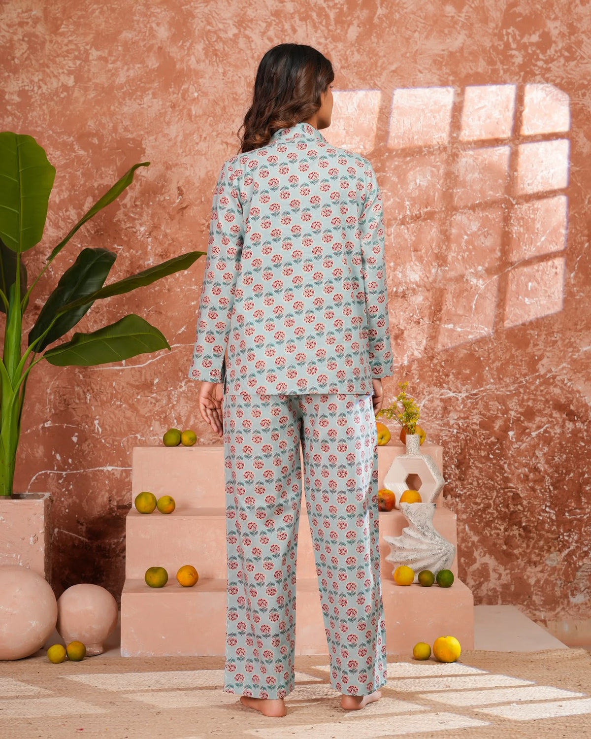 Cotton Printed Collar Night Suit