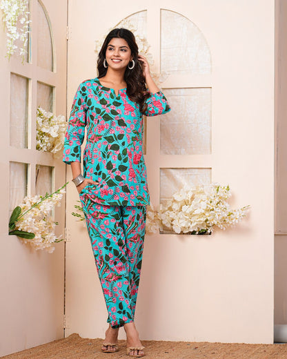 cotton printed night suit set