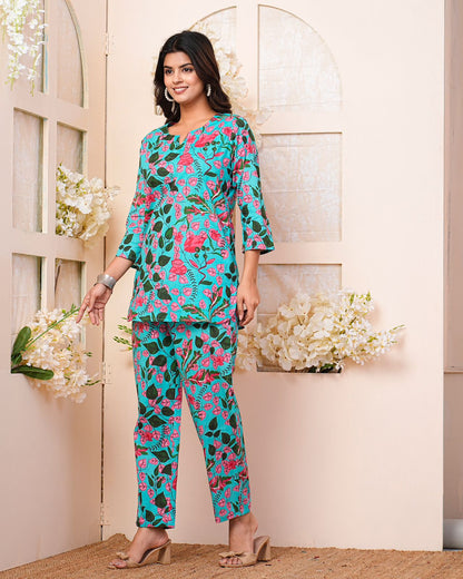 cotton printed night suit set