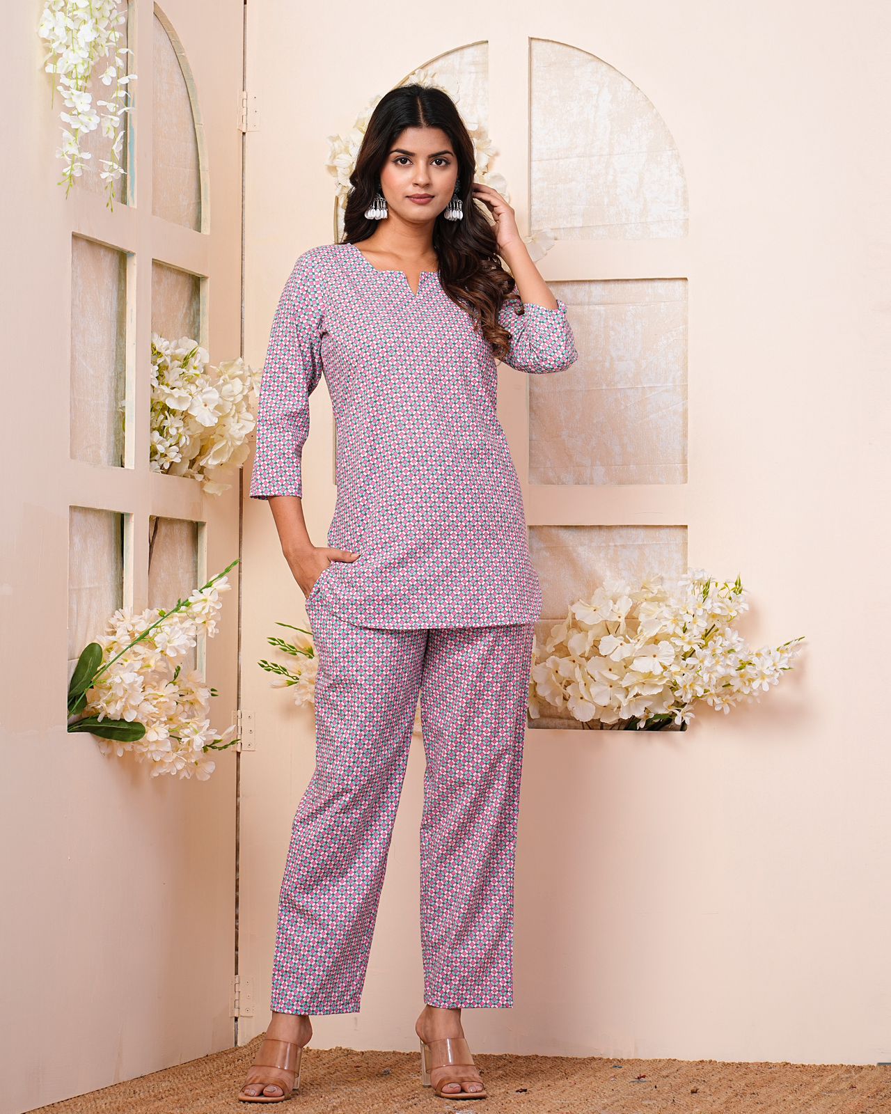 cotton printed night suit set