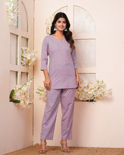 cotton printed night suit set