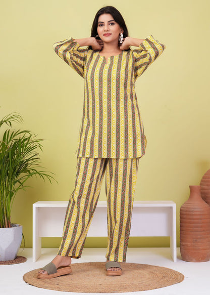 cotton printed night suit set