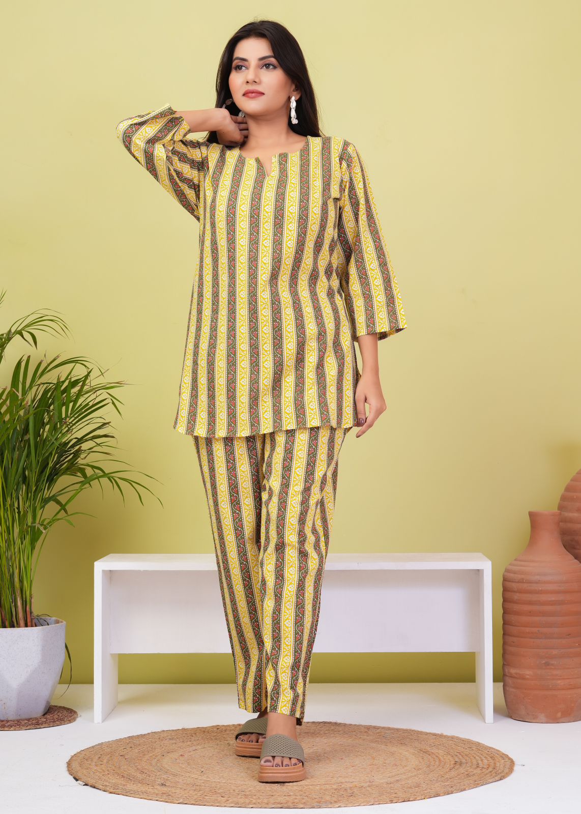 cotton printed night suit set