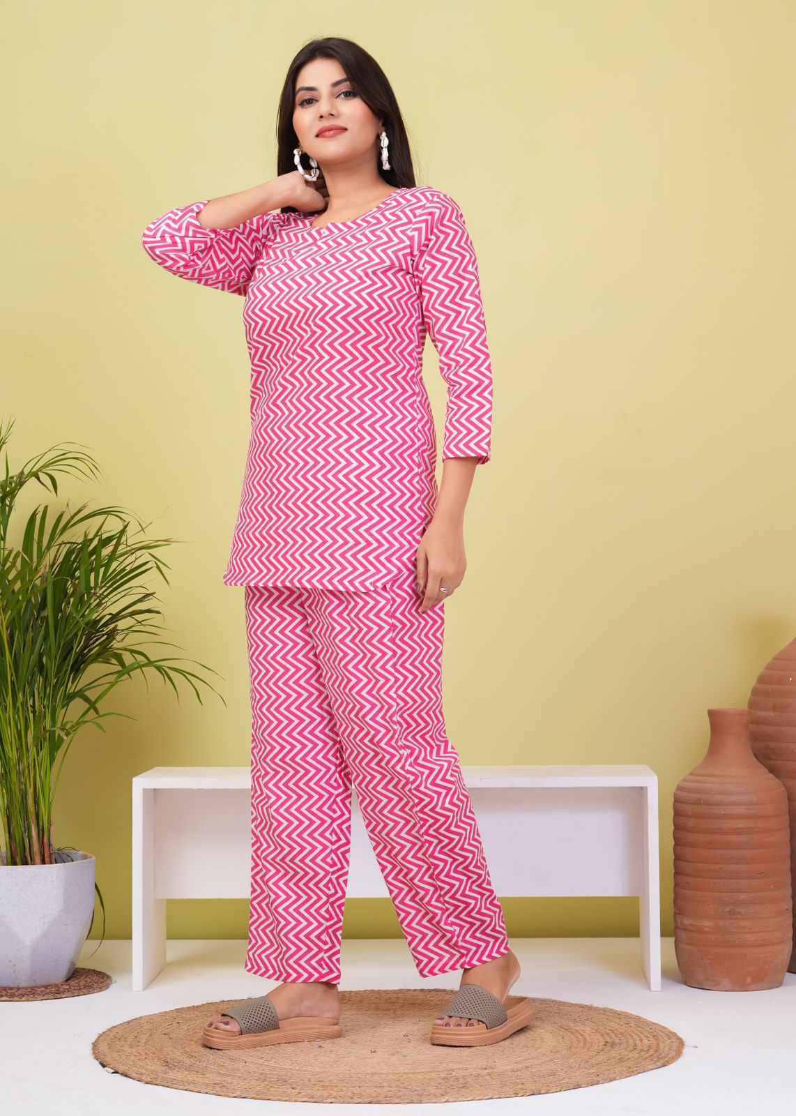 cotton printed night suit set