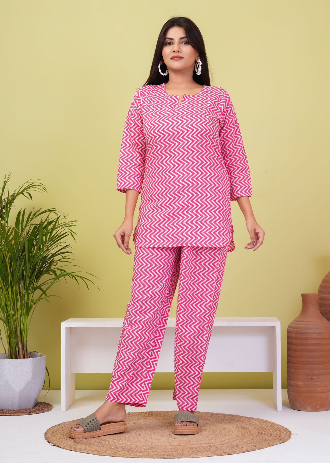 cotton printed night suit set