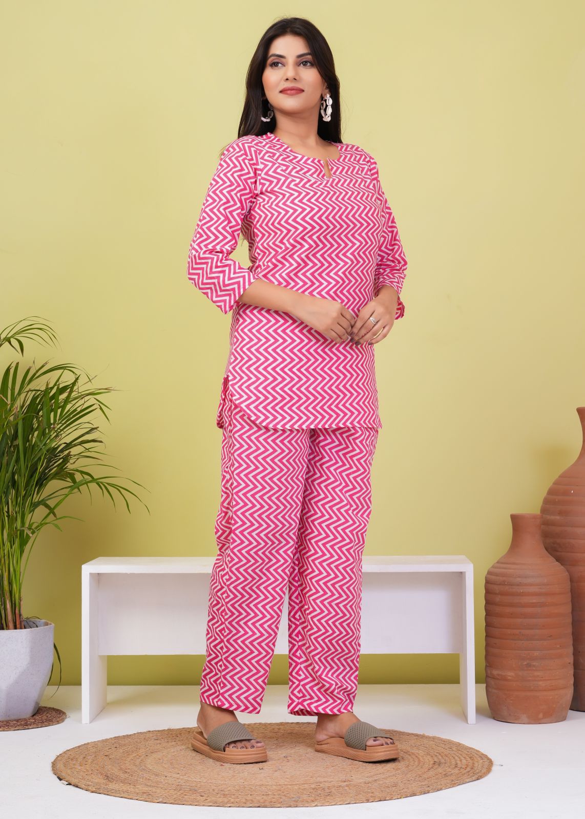 cotton printed night suit set