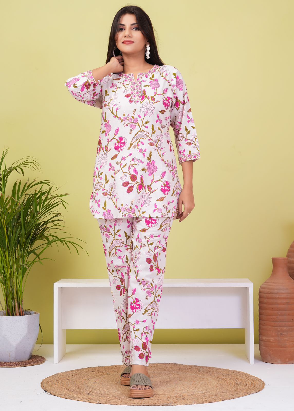 cotton printed night suit set