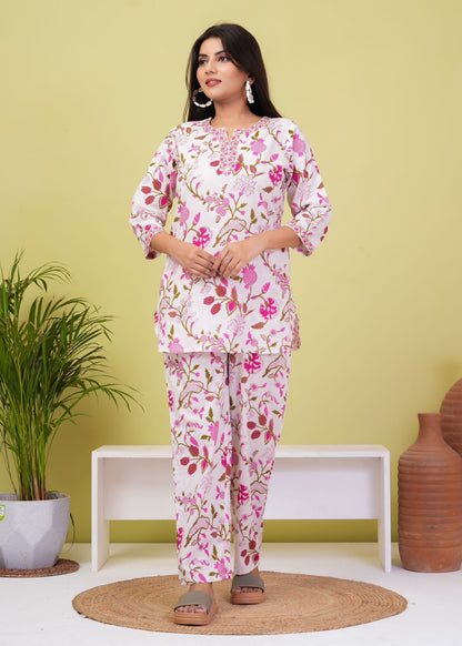 cotton printed night suit set