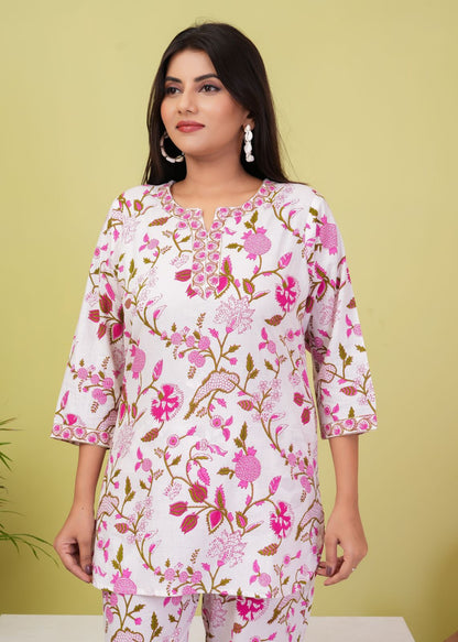 cotton printed night suit set