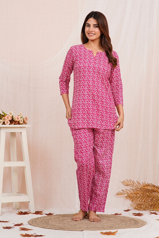 cotton printed night suit set