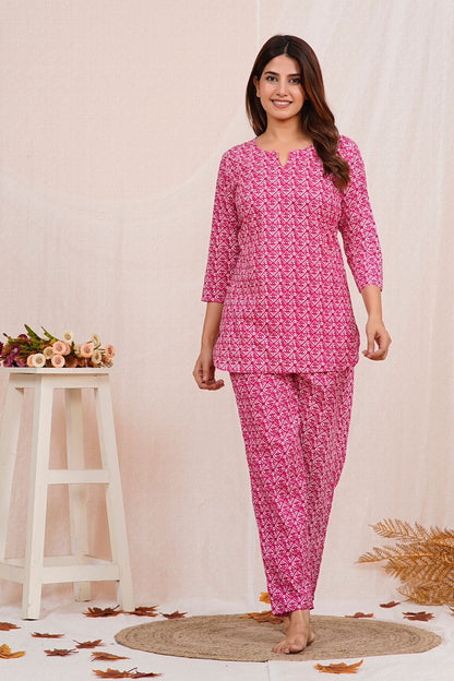 cotton printed night suit set