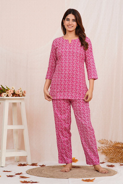 cotton printed night suit set