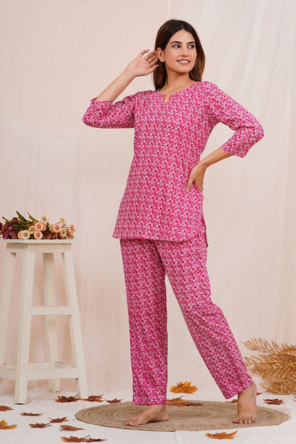 cotton printed night suit set