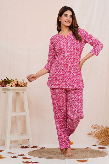 cotton printed night suit set