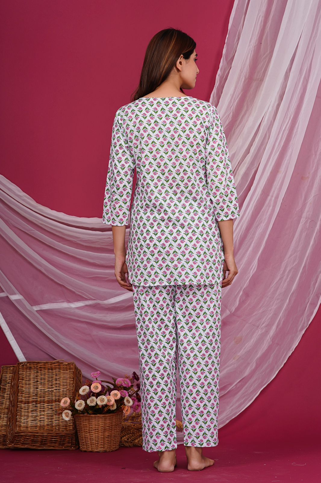 cotton printed night suit set