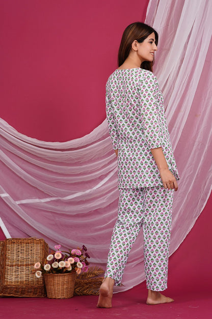 cotton printed night suit set