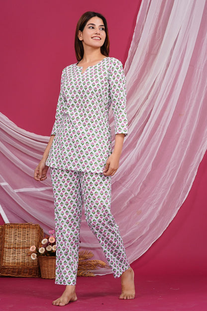 cotton printed night suit set