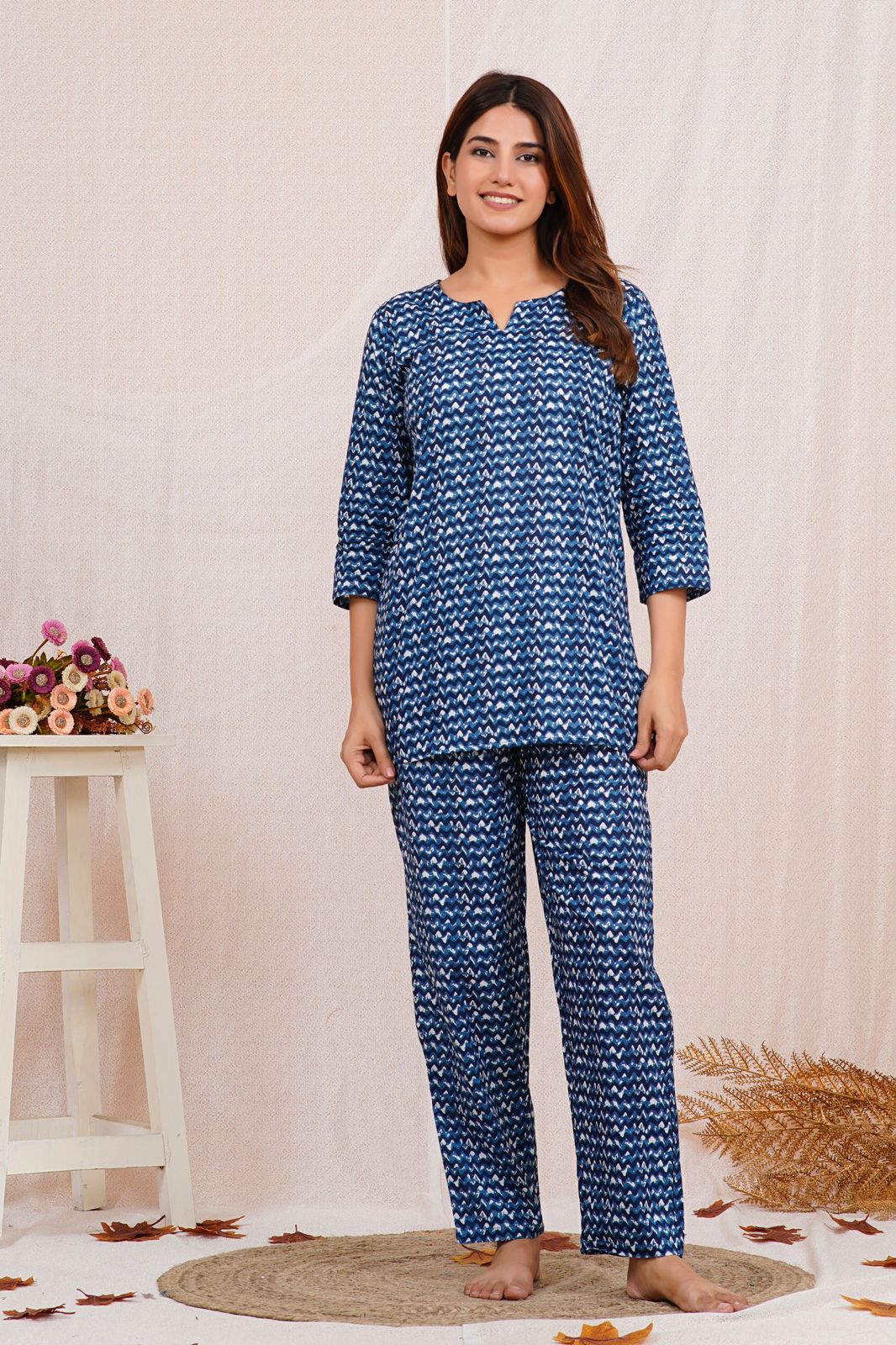 cotton printed night suit set