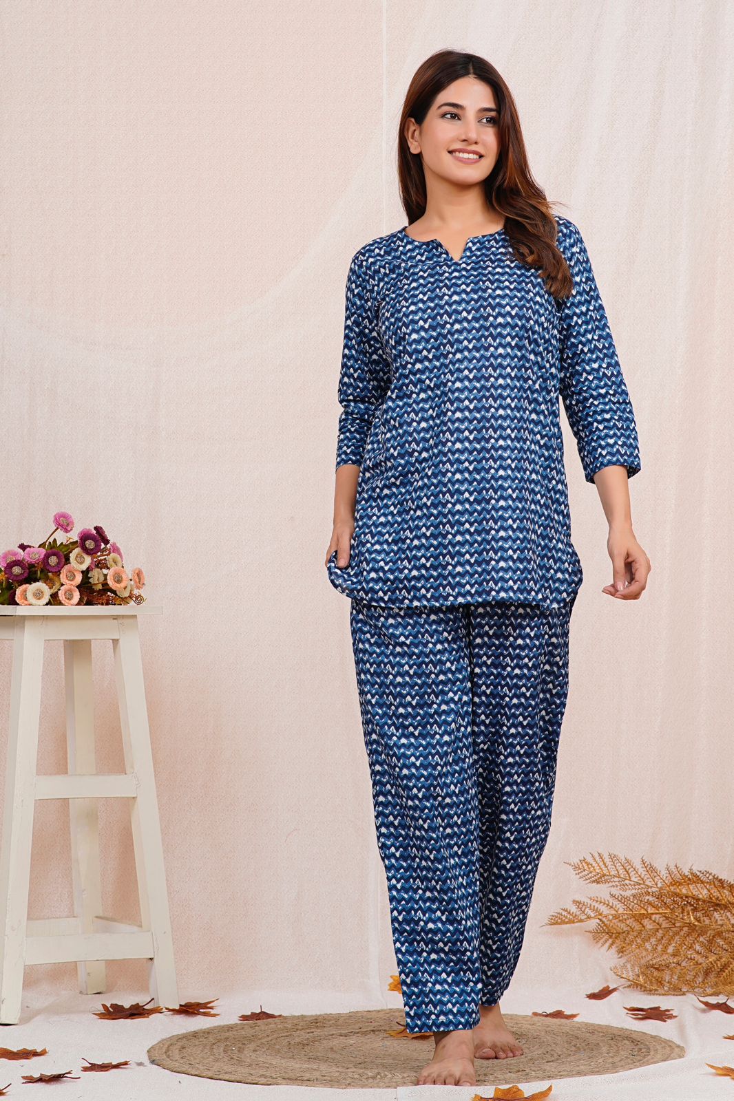 cotton printed night suit set