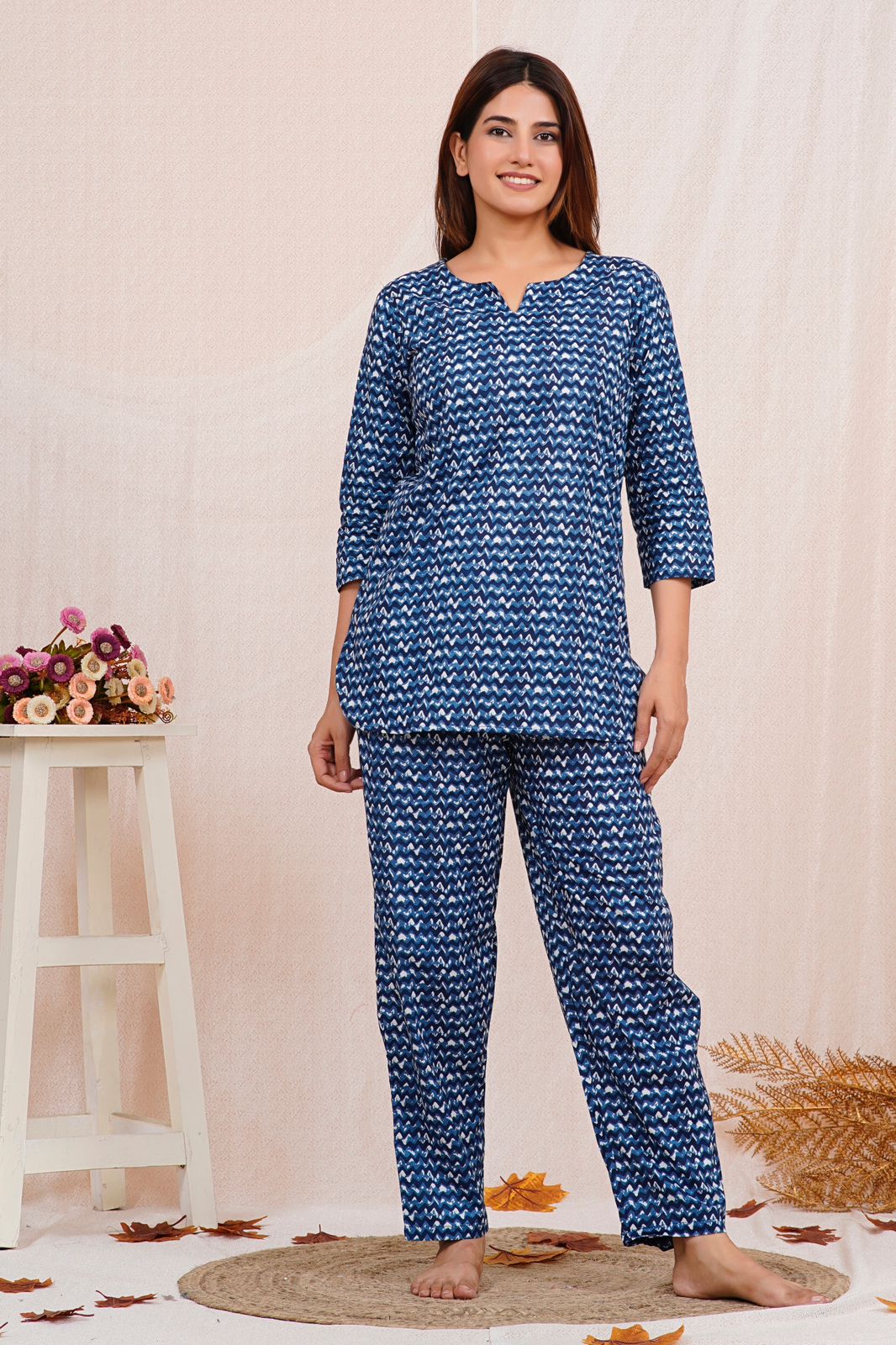 cotton printed night suit set